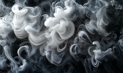 Wall Mural - wisps of smoke curling into infinite spirals, soft and organic against a dark void, surreal patterns