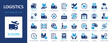 © Jan - Logistics icon set. Delivery and Logistic symbol collection. Shipping, delivery, distribution, cargo, freight, transportation.