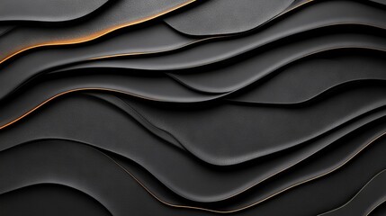 Wall Mural - A close up of a black and gold wall with wavy lines