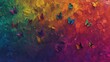 © Thirakun - Vivid rainbow hues forming a texture with multicolored butterflies morpho scattered across the design