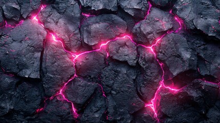 The image showcases a cracked surface resembling lava terrain, featuring glowing pink fissures that create a dynamic and fiery appearance.