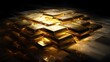 © Thirakun - Luxurious gold bars stacked in an artistic pattern glowing softly under light reflections