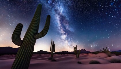 Wall Mural - cactus at night