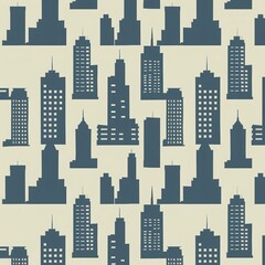 Poster - Various modern skyline silhouettes create a unique urban pattern on a light background depicting city life. Generative AI