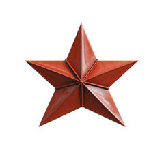 Poster - 3D rendered red metallic star with folded, origami like design, isolated on transparency background. star has glossy texture and sharp geometric edges, creating modern and striking appearance