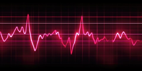 Bright Abstract Depiction of Orange Electrocardiogram Wave on Dark Grid Background