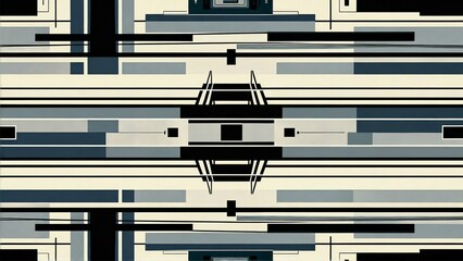 Blue Grey And Black Futuristic Seamless Pattern - Art Ornament