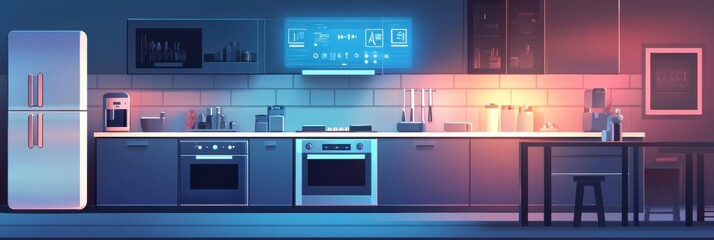 Aufkleber - A sleek kitchen features advanced smart appliances, highlighting modern design and functionality in a bright, inviting atmosphere. Generative AI