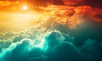Wall Mural - vivid sunset sky with dramatic clouds