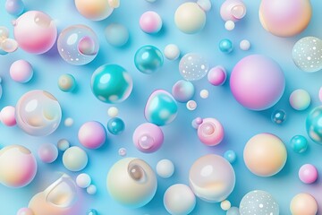 Wall Mural - vibrant iridescent blue diagram with gradient spheres on a soft blue background showcasing a detaile