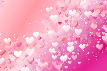 Wall Mural - pink background with a lot of hearts scattered all over it. the hearts are of different sizes and co
