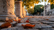 © Radomir Jovanovic - A picturesque ancient stone path is beautifully littered with fallen autumn leaves, capturing the essence of fall with its timeless and nostalgic ambiance.