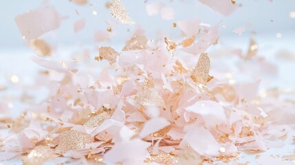 Wall Mural - Pink and gold confetti explosion.