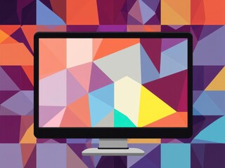 Wall Mural - computer screen with colorful abstract geometric patterns, design, display