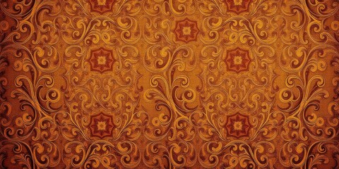 Wall Mural - Intricately designed baroque wallpaper featuring ornate floral motifs and elaborate scrollwork, Victorian, decorative