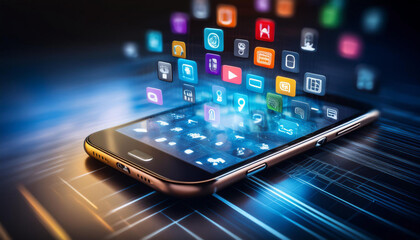 close-up of a cellphone with apps