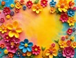 © OneWayPhoto - Vibrant backdrop made of colorful paper roses in various shades and sizes, gradient, floral