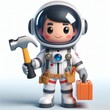 © Marek49 - Cute Astronaut Handyman Holding Hammer Cartoon 3d Generative aI