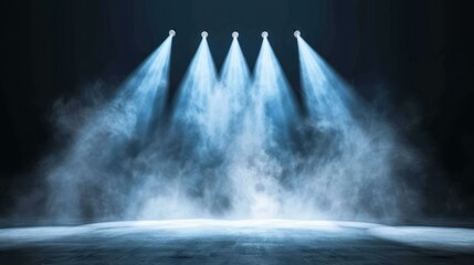Wall Mural - an empty stage, alive with swirling smoke and bright lights, creates a mystic vibe for a stunning pe