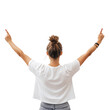 © practice  - A woman with open arms feeling free seen from behind on transparent background PNG