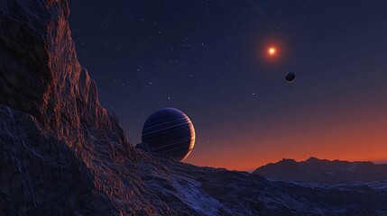 Wall Mural - Photo of planets and the sun in space planets orb galaxy