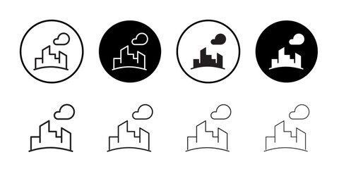 Wall Mural - city landscape buildings icon flat line symbol