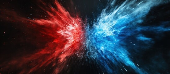 red and blue velocity burst, abstract art, dark background