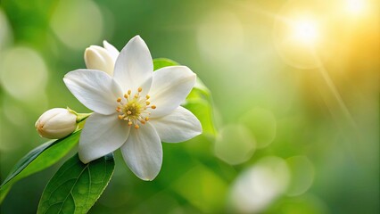 Jasmine flower, green jasmine flowers, floral arrangement, botanical garden, nature, foliage, greenery, plant