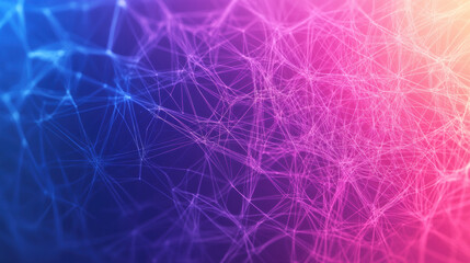 Wall Mural - abstract background with glowing connections and dots in purple, pink, and blue colors for a technol