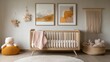 © aiLover - A nursery room with a crib, stuffed animals, and a basket