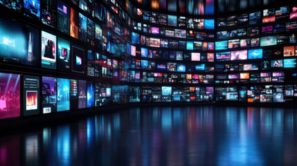 A screen wall composed of electronic screens
