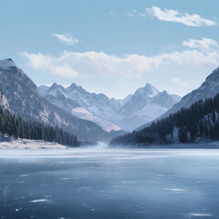 Canvas Print - Sparkling Expanse of a Frozen Lake with Rugged Ice - Wintery Natural Beauty