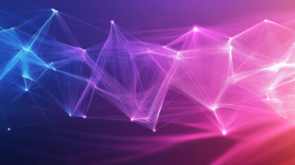 Wall Mural - abstract background with glowing connections and dots in purple, pink, and blue colors for a technol