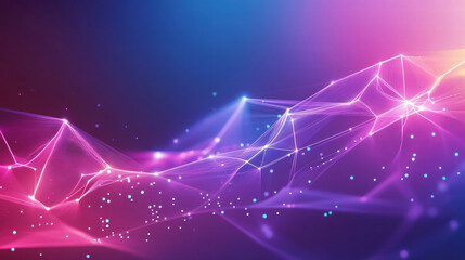 Wall Mural - abstract background with glowing connections and dots in purple, pink, and blue colors for a technol