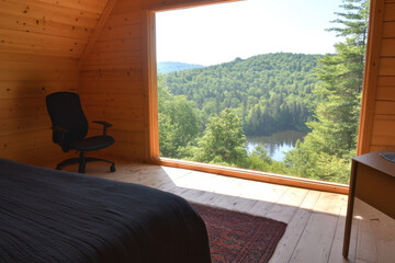 Wall Mural - A bedroom with a chair and a bed