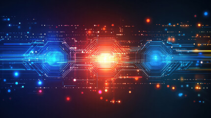 Wall Mural - abstract futuristic technology background with a digital circuit board and glowing elements, in blue