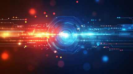 Wall Mural - abstract futuristic technology background with a digital circuit board and glowing elements, in blue