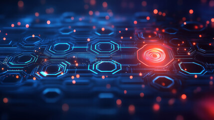Wall Mural - abstract futuristic technology background with a digital circuit board and glowing elements, in blue