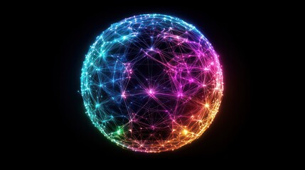 Wall Mural - colorful glowing sphere network.
