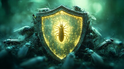 Wall Mural - Glowing Shield with Termite Symbol in Nature