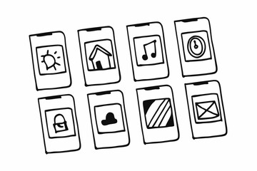 Wall Mural - ten different kinds of mobile icon on clear white background