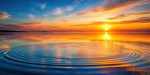 Wall Mural - Sunset reflected in calm water with gentle ripples , sunset, reflection, water, ripples, serene, tranquil, nature, sky