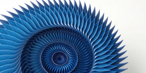 Poster - Abstract Blue Spiral Pattern with Textured Layers and Curved Shapes