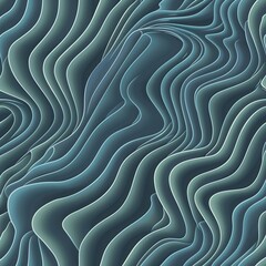 Aufkleber - Intricate wave patterns in soft blue and green tones create a serene abstract visual experience in modern design. Generative AI