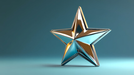 Wall Mural - 3d chrome star in style isolated. futuristic metal star. cyber galaxy retro aesthetic. Starburst. Illustration