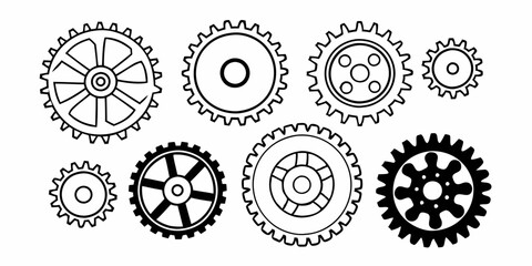Wall Mural - Different kinds of Set of Gear wheels icons. isolated on white background