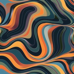 Poster - Colorful abstract waves create a dynamic pattern merging warm and cool tones in a modern design suitable for various applications. Generative AI
