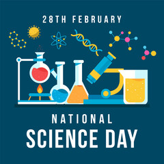 Wall Mural - national science day illustration concept design in flat style