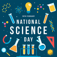 Wall Mural - national science day illustration in flat style design