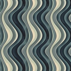 Poster - Wave patterns in shades of blue and beige create a stylish textured background with depth and movement. Generative AI